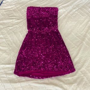 Strapless sequin mini dress